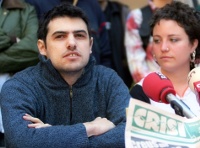 Acciones de los activistas antisistema por la libertad de Enric Duran, el Robin Hood de los bancos