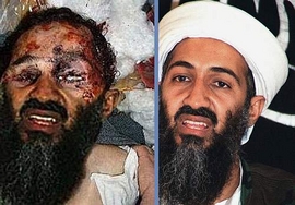 Foto falsa de bin laden muerto junto a la original