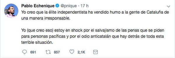 La bronca de Albano-Dante Fachín a Pablo Echenique
